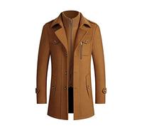 HAOLEI Mens Winter Coat UK Clearance,Trench Coat for Men Mid Length Thick Wool Overcoat Regular Fit Double-Layer Military Peacoat Business Casual Duffle Coats Size 10-20