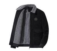 HAOLEI Mens Winter Coats Sale Clearance,Corduroy Jacket for Men Fleece Lined Military Jacket Tactical Cotton Warm Coat Windbreaker Thick Lapel Collar Combat Casual Cargo Jacket UK Size 10-22