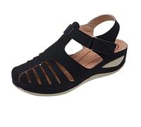 HAOLEI Orthopedic Sandals Women Closed Toe Wide Fit Sandals with Arch Support Orthotic Platform Walking Sandals Ankle Strap Gladiator Roman Summer Deals Beach Pool Wedges Sandals Ladies UK Size 3-8.5
