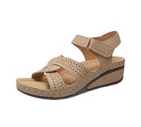 HAOLEI Orthopedic Sandals Women，Ladies Sandals with Arch Support Wide Fit Orthotic Platform Walking Sandals with Plantar Fasciitis Indoor Outdoor Summer Wedge Sandals Sale Clearance UK Size 3-8