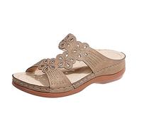 HAOLEI Orthopedic Sandals Women，Ladies Sliders Sandals with Arch Support Wide Fit Orthotic Platform Walking Shoes Bunion Correction Sandals Slip On Slides Slippers Summer Beach Pool Wedges Sandals UK