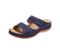 HAOLEI Orthopedic Sandals Women，Ladies Sliders Sandals with Arch Support Wide Fit Orthotic Platform Walking Shoes Bunion Correction Sandals Slip On Slides Slippers Summer Beach Pool Wedges Sandals UK