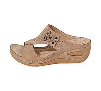 HAOLEI Orthopedic Sandals Women，Ladies Sliders Sandals with Arch Support Wide Fit Platform Walking Shoes Bunion Correction Sandals Slip On Slides Slippers Summer Bohemian Beach Pool Wedges Sandals UK
