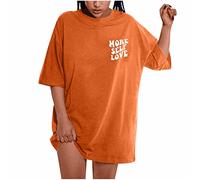 HAOLEI Oversized T Shirts for Women Y2K Graphic Tee UK Summer Vintage Elegant Sun and Moon Printed Tie-dye Tunic Tops Casual Loose Short Sleeve Gym Baggy Top Ladies Blouses Plus Size, #06 Orange, XL
