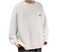 HAOLEI Plus Size Jumpers for Men,Mens Sweatshirts No Hood Vintage Textured Oversized Loose Fit Winter Jumpers Long Sleeve Sweatshirt Comfort Crew Neck Plain Work Gym Sports Pullover Sweat Tops Beige