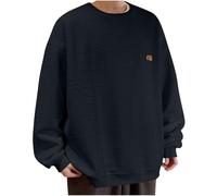 HAOLEI Plus Size Jumpers for Men,Mens Sweatshirts No Hood Vintage Textured Oversized Loose Fit Winter Jumpers Long Sleeve Sweatshirt Comfort Crew Neck Plain Work Gym Sports Pullover Sweat Tops Black