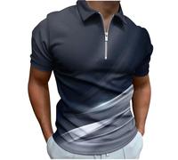 HAOLEI Polos Shirts for Men Adult Color Block, Gradient Golf Polos Shirts Short Sleeve Slim Fit 1/4 Zip T Shirts Casual Turn-Down Collar Work Tshirts Summer Basic Tee Running Sports Tops