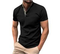 HAOLEI Polos Shirts for Men Adult UK Sale Clearance Waffle Plain Lightweight Golf Casual Collared Tops Breathable Work Shirts Summer Patchwork Short Sleeve T Shirts Buttons Basic Tees