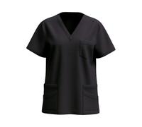 HAOLEI Scrub Tops for Women UK, Ladies Uniform Beauty Healthcare Spa Salon Scrub Top Plus Size Short Sleeve Solid Color V Neck T Shirt 2026 Casual Summer Shirts with Pockets Tunics Work Blouses Black