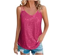HAOLEI Sequin Camisole Tops for Women UK Sale Elegant V Neck Shimmer Glitter Vest Tops Spaghetti Straps Sparkle Tops Going Out Sleeveless Tshirts Loose Fit Tee Shirt Party Club Tunic Tank Top Ladies