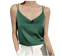 HAOLEI Silk Camisoles for Women UK Sale Soft V Neck Vest Top Loose Fit Summer Satin Tank Tops Sleeveless T-Shirt Dressy Blouse Spaghetti Strap Lingerie Basic Ladies Cami Shirt Sale Clearance S-3XL