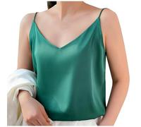 HAOLEI Silk Camisoles for Women UK Soft V Neck Vest Top Loose Fit Summer Satin Tank Tops Sleeveless T-Shirt Dressy Blouse Spaghetti Strap Underwear Ladies Cami Shirt Sale Clearance S-3XL