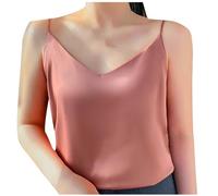 HAOLEI Silk Camisoles for Women UK Soft V Neck Vest Top Loose Fit Summer Satin Tank Tops Sleeveless T-Shirt Dressy Blouse Spaghetti Strap Underwear Ladies Cami Shirt Sale Clearance S-3XL