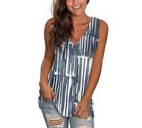 HAOLEI Summer Floral Tank Tops for Women Plus Size V Neck Strappy Tops Casual Sleeveless Loose Shirts Striped Longline Tunic Top Beach Holiday Blouses Ladies UK