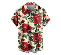 HAOLEI Summer Hawaiian Shirts for Men UK Clearance, Floral Print Hawaiian Shirts Regular Fit Tropical Beach Shirts Turn-Down Collar Short Sleeve Tops Button Down Casual Holiday Shirts S-5XL