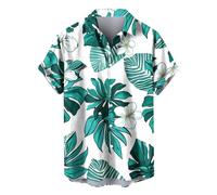 HAOLEI Summer Hawaiian Shirts for Men UK Clearance, Floral Print Hawaiian Shirts Regular Fit Tropical Beach Shirts Turn-Down Collar Short Sleeve Tops Button Down Casual Holiday Shirts S-5XL