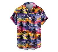 HAOLEI Summer Hawaiian Shirts for Men UK Sale Clearance, Floral Print Hawaiian Shirts Regular Fit Tropical Beach Shirts Turn-Down Collar Short Sleeve Tops Button Down Casual Holiday Shirts S-5XL