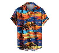 HAOLEI Summer Hawaiian Shirts for Men UK Sale Clearance, Floral Print Hawaiian T-Shirts Regular Fit Tropical Beach Turn-Down Collar Short Sleeve Tops Button Down Casual Holiday Shirt S-5XL