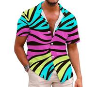 HAOLEI Summer Hawaiian Shirts for Men UK Tie-Dye Printed Casual Shirts Regular Fit Tropical Beach Shirts Turn-Down Collar Short Sleeve Tops Button Down Classic Shirts for Holiday Size 6-20