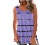 HAOLEI Summer Tops for Women UK,Ladies Vest Tops Loose Fit Floral Shirt Scoop Neck Sleeveless Tunic Top Long Length Casual Flounce Swing Tee Shirts Elegant Going Out Shirt Blouses Tank Tops