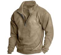 HAOLEI Sweatshirts for Men UK Sale Clearance Mens Sweatshirt 1/4 Zip Fleece Lined Pullover Regular Fit Sweatshirt Sweat Tops Plain Thicken Long Sleeve T Shirts Lapel Collar Sweater S-3XL Khaki