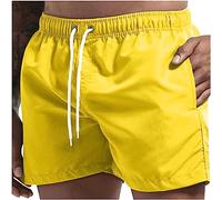 HAOLEI Swimming Shorts Men UK Clearance Quick Dry Beach Swim Trunks with Pockets Yellow