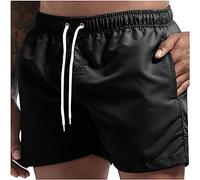 HAOLEI Swimming Shorts Men's Quick Dry Swim Trunks with Elasticated Waist and Pockets - Black
