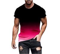 HAOLEI T Shirts for Men UK Summer Gradient Printed Tshirt Short Sleeve Sports T-Shirt Round Neck Athletic Tees Slim Fit Gym Running Tops Basic Regular Fit Shirts Pullover Workout Tops M-5XL