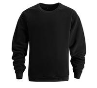 HAOLEI Teddy Fleece Sweatshirt Men,Fuzzy Fluffy Sherpa Fleece Mens Sweatshirts No Hood Plain Solid Gym Jumpers Crew Neck Winter Warm Velvet Essentials Pullover Sweater Blanket Tops Black