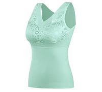 HAOLEI Thermal Vests Ladies UK Clearance,Women Thermal Underwear Seamless Vest Base Layer V Neck Fleece Gilet Sleeveless Tank Top Lace Camisole Tee Shirt Heat Holder Autumn Winter Warm Vest Tops