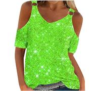 HAOLEI Today Deals Cold Shoulder Tops for Women UK Elegant Sexy Floral Dressy Top Summer Off The Shoulder T-Shirt V-Neck Short Sleeve Tee Shirts Cute Vintage Print Boho Going Out Blouse Tunic