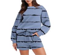 HAOLEI Tracksuit Womens Full Set Shorts 2 Piece Outfits Set Plain Pullover Sweatshirts and Shorts Joggers Loose Fit Activewear Sweat Pants Casual Sports Sweatsuit Lounge Wear Sets UK