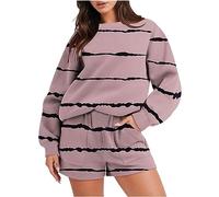 HAOLEI Tracksuit Womens Full Set Shorts Sale 2 Piece Outfits Set Plain Pullover Sweatshirts and Shorts Joggers Loose Fit Activewear Sweat Pants Casual Sports Sweatsuit Lounge Wear Sets UK Clearance