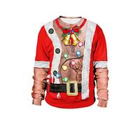 HAOLEI Ugly Christmas Jumpers for Women and Men Funny Novelty Santa Xmas Jumper No Hood 3D Print Snowman Sweatshirt Long Sleeve Pullover Christmas T-Shirt UK Clearance