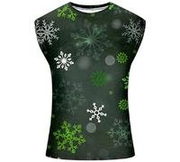 HAOLEI Ugly Christmas T Shirts for Men UK Sleeveless Funny Xmas Tree Tank Tops Novelty 3D Print Graphic Tops Blouse Crew Neck Holiday Party Merry Xmas Tee Shirt Plus Size S-4XL