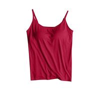 HAOLEI Vest Top with Built in Bra UK Plus Size 22 Padded Adjustable Camisoles Spaghetti Strap Tank Top Solid Color Sports Sleeveless Summer Tops Women Ladies Clearance