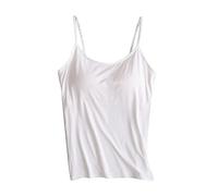 HAOLEI Vest Top with Built in Bra UK Plus Size 22 Padded Adjustable Camisoles Spaghetti Strap Tank Top Solid Color Sports Sleeveless Summer Tops Women Ladies Spring Deals