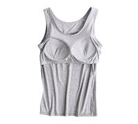HAOLEI Vest Top with Built in Bra UK,Tank Tops for Women Padded Camisoles Scoop Neck Solid Color Sports Sleeveless Shirts Slim Fit Running Blouses Modal Tshirt Tee Summer Cami Tops Ladies Plus Size