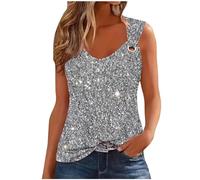 HAOLEI Vest Tops Women UK Glitter Printed Tank Tops with Chain Strap Elegant Summer Trendy Tee Slim Fit V Neck Sleeveless Shirts Y2K Going Out Blouses Camisole Cami Graffic Top Women Sale Clearance