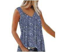 HAOLEI Vest Tops Women UK Plus Size 22,Ladies Floral Print Summer Tank Top Elegant Going Out Casual V Neck Camisoles Loose Fit Soft Comfy Sleeveless Tshirt Work Blouses Pleated Cami Tank Tops Sale