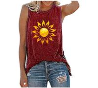 HAOLEI Vest Tops Women UK Sale,Ladies Sunflower Tank Tops Sleeveless Printed Crew Neck Summer Tops Going Out Party Elegant Loose T Shirts Sports Blouse Tunic Cami Camisoles Tank Top