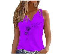 HAOLEI Vest Tops Women UK Sale,Ladies Tops Summer Elegant Going Out Dandelion Graphic V Neck Sleeveless Shirts Loose Comfy Clothes Camisoles Sexy Boho T-Shirt Blouses Tees Summer Cami Tank Tops