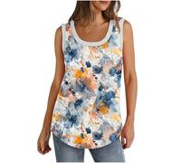 HAOLEI Vest Tops Women uk Sale, Tank Top for Ladies Cotton Summer Sports Longline Vest Top Gym Clothing Sleeveless Tshirt Ribbed Loose Fit Oversized Solid Plain Cami Camisole Tops Plus Size 8-22