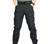 HAOLEI Waterproof Combat Trousers for Men UK Clearance Stretch Work Trousers Lightweight Quick Dry Hiking Walking Bottoms with Multi Pockets Outdoor Cargo Pants Work Utility & Safety Trousers Black