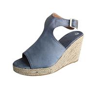 HAOLEI Wedge Sandals Clearance,Womens Open Toe Sandals Wedges Sliders Espadrilles Comfort Summer Ankle Strap Casual Beach Shoes Ladies Mid Heel Plantar Fasciitis Slippers