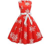 HAOLEI Women Christmas Dresses UK Clearance,Ladies Short Sleeve/Sleeveless Santa Xmas Dresses,Flared A Line 1950s Swing Dress Christmas Costume for Cocktail Party