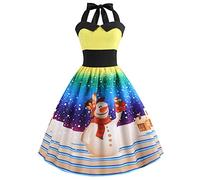 HAOLEI Women Christmas Dresses UK Clearance,Ladies Short Sleeve/Sleeveless Santa Xmas Dresses,Flared A Line 1950s Swing Dress Christmas Costume for Cocktail Party