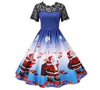 HAOLEI Women Christmas Dresses UK Clearance,Ladies Short Sleeve/Sleeveless Santa Xmas Dresses,Flared A Line 1950s Swing Dress Christmas Costume for Cocktail Party