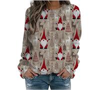 HAOLEI Women Christmas Jumper,Funny Graphic Reindeer Santa Xmas Jumper Sweatshirt Crew Neck Long Sleeve Pullover Tops Blouse Christmas Shirt Ladies UK