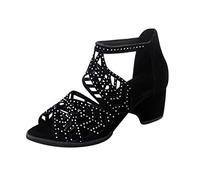 HAOLEI Women Diamond Sandals Sequin Pointed Toe Kitten High Heel Latin Ballroom Dance Shoes Glitter Rhinestones Salsa Latin Dancing Heels
